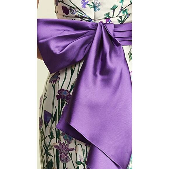 Marchesa Notte Floral Strapless Mikado Dress Cream Size 2 - Picture 5 of 11